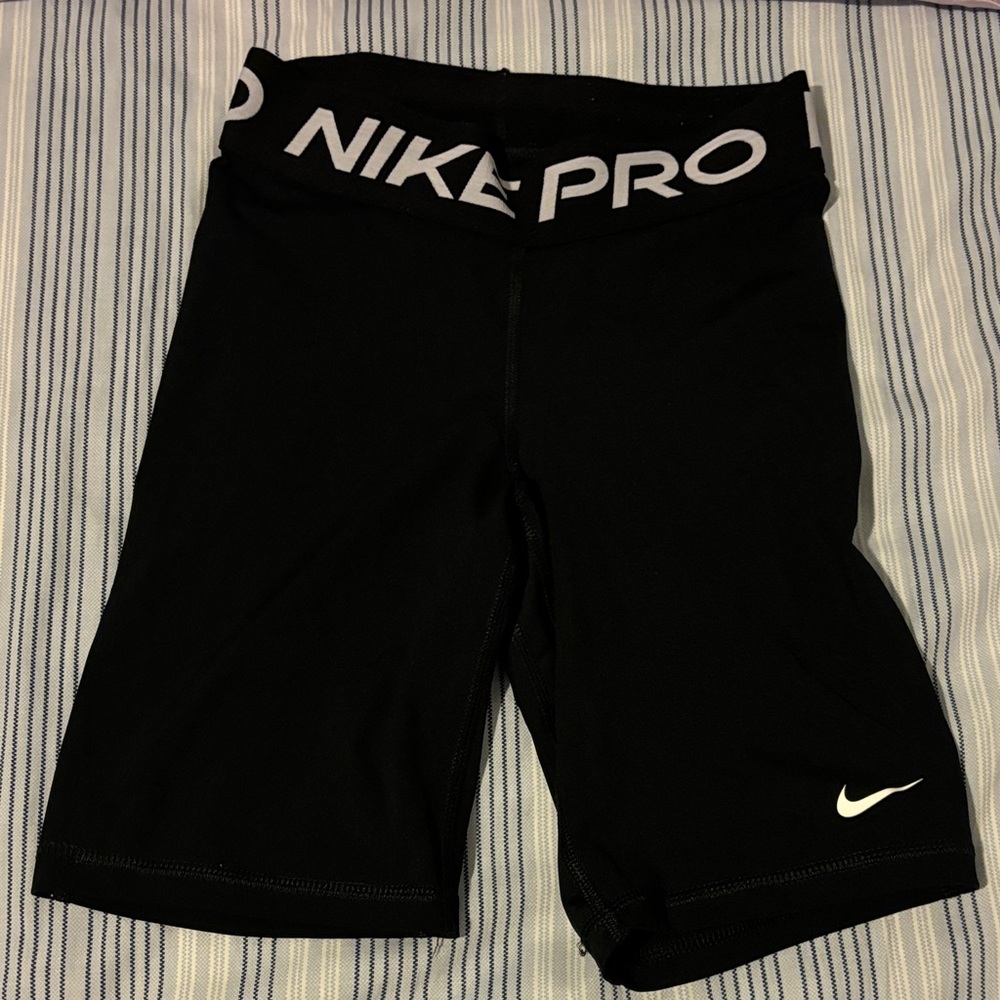 Nike Black Compression Shorts with White Logo